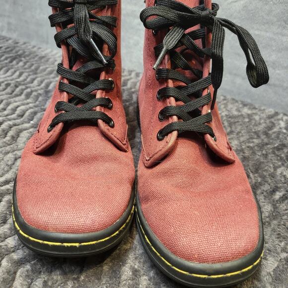 Dr. Martens Shoreditch Boots Womens Size 6 Red Canvas Lace Up Ankle EU 37 UK 4 - Picture 3 of 7